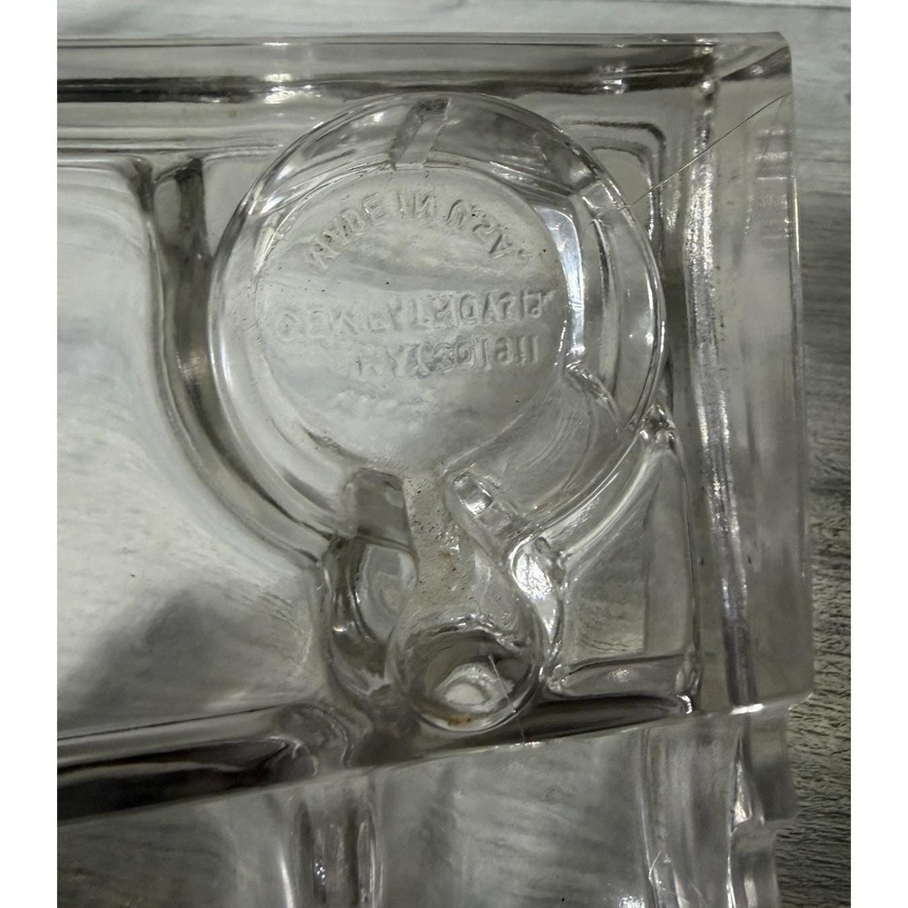 Antique Vintage 1911 Heavy Clear Glass Double Inkwell Desk Set Gem USA - Picture 5 of 9